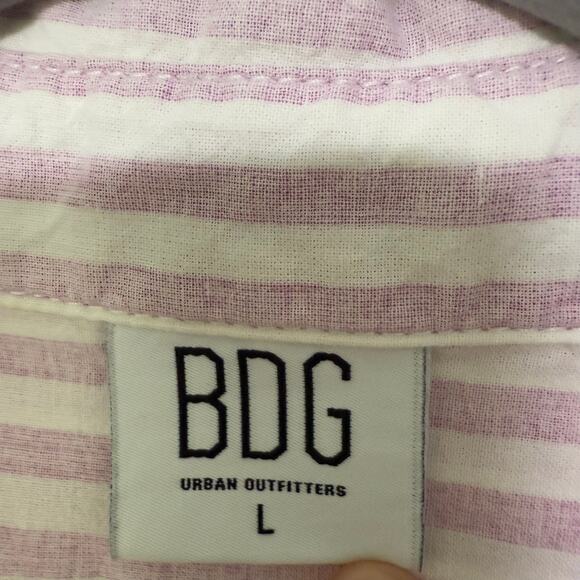 BDG Urban Outfitters Women's Pink Striped Button Up Shirt Size Large - Picture 4 of 9